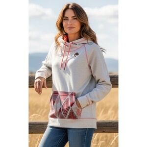 Burton Durable Goods Ski Snowboard Aztec Womens XL Hoodie Oatmeal Coral